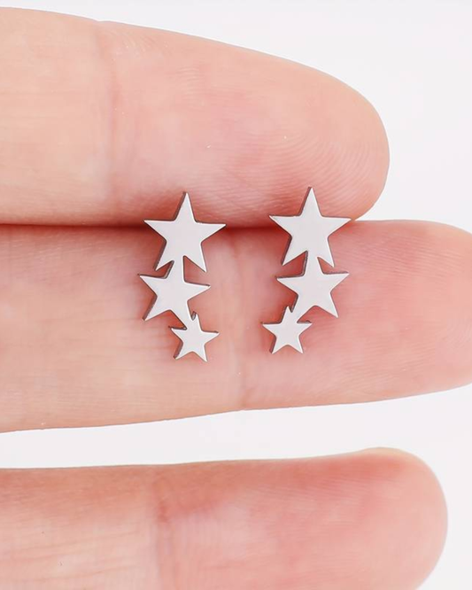 Tiny 3 Stars Gold And Silver