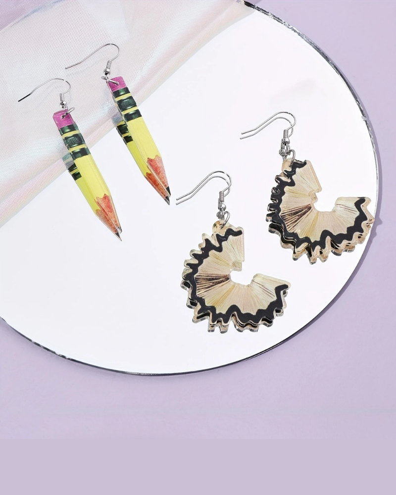 Pencil Shavings Resin Drop Earrings