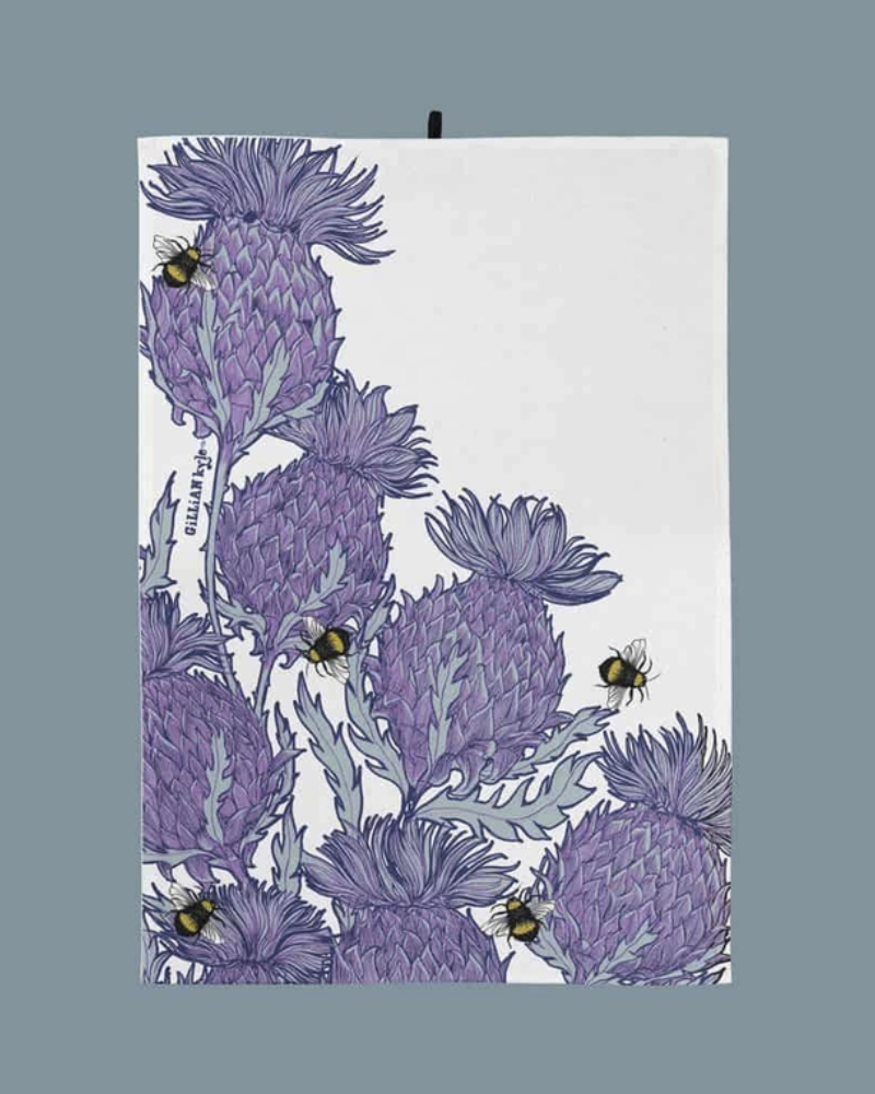 Flower of Scotland Thistle Cotton Tea Towel By Gillian Kyle