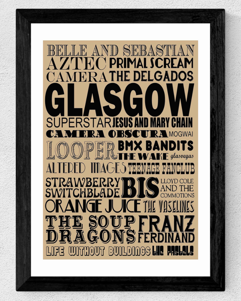 Glasgow Bands Art Print A3