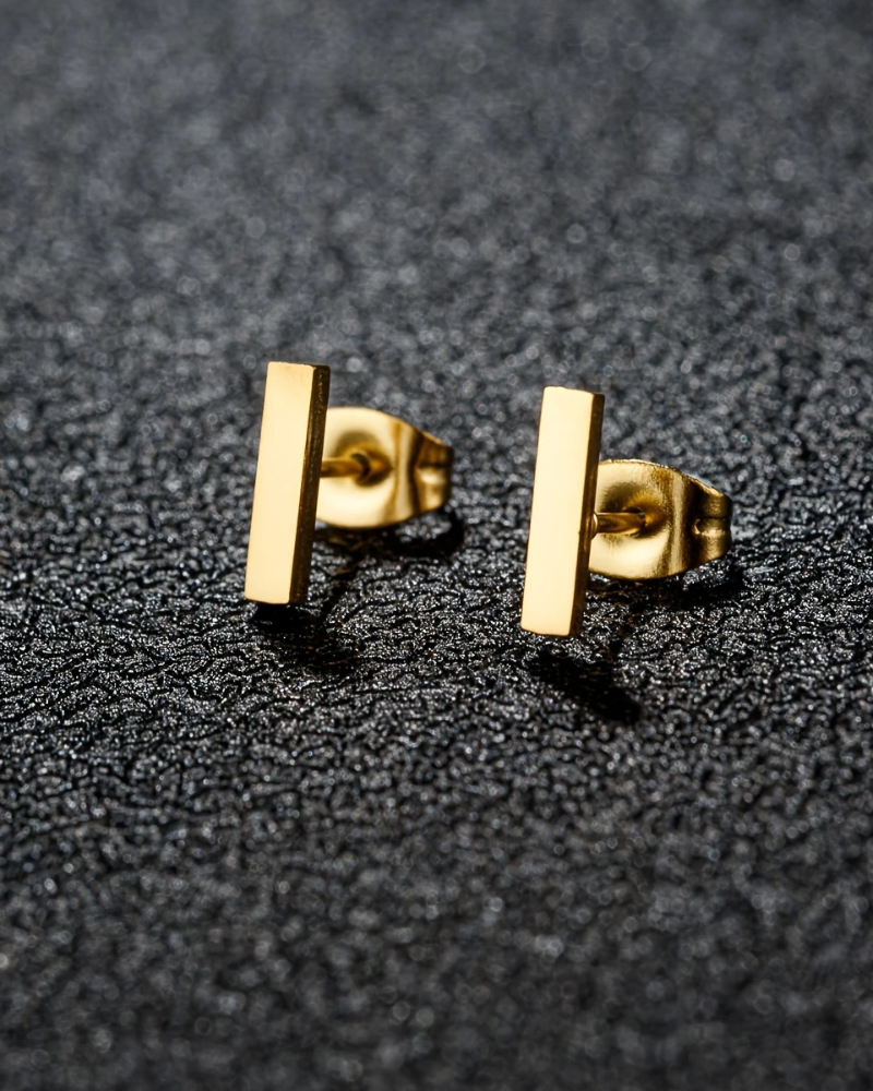 Tiny Rectangles Earrings Gold And Silver