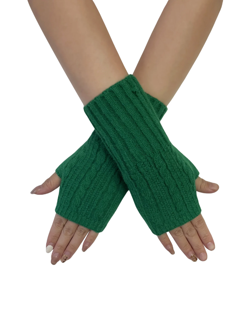 Cosy Long Knitted Wool Wrist Warmer Gloves
