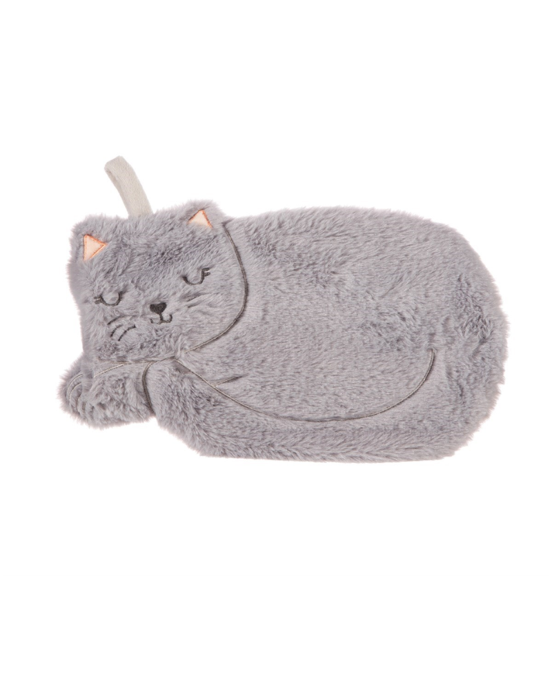 Grey Cat Hot Water Bottle