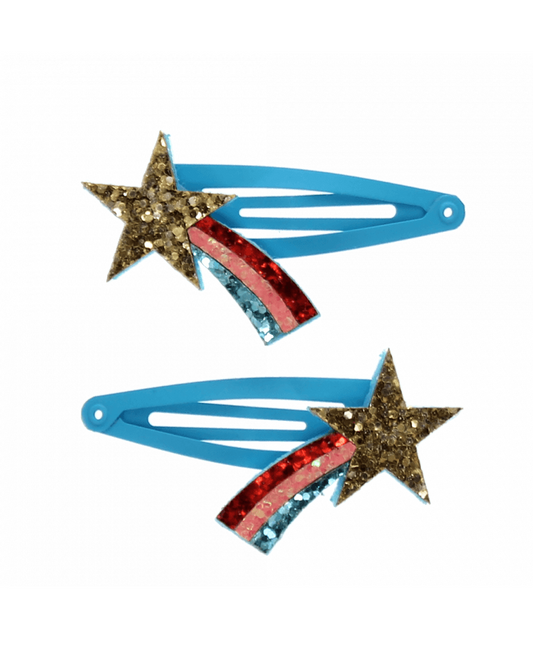 Shooting Star Glitter Hair Clips Set Of 2