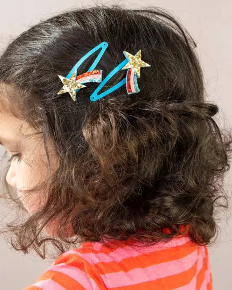 Shooting Star Glitter Hair Clips Set Of 2
