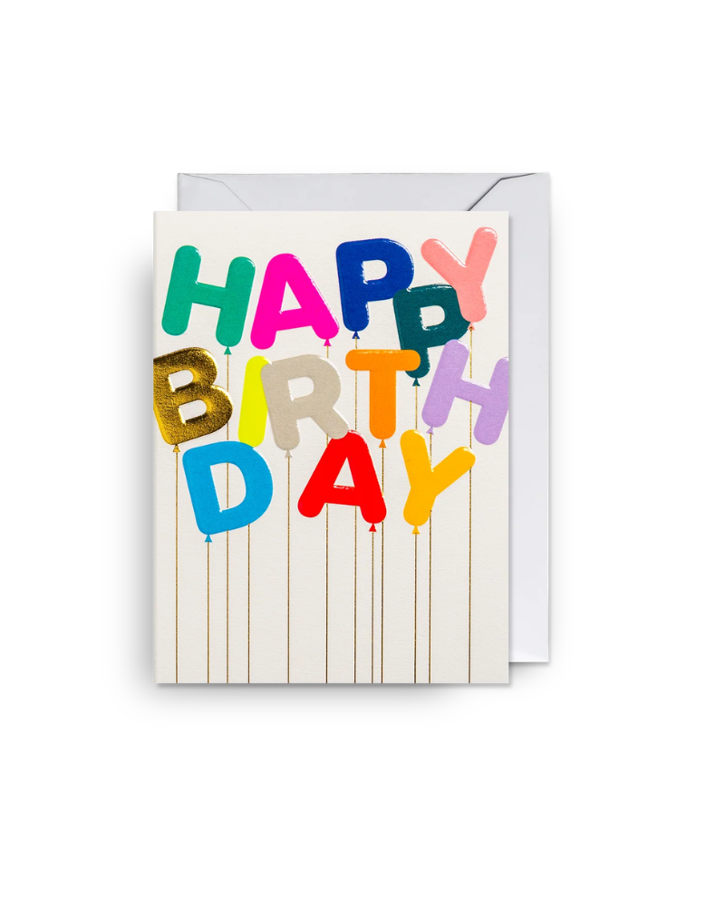 Happy Birthday Party Balloons Mini Greeting Card