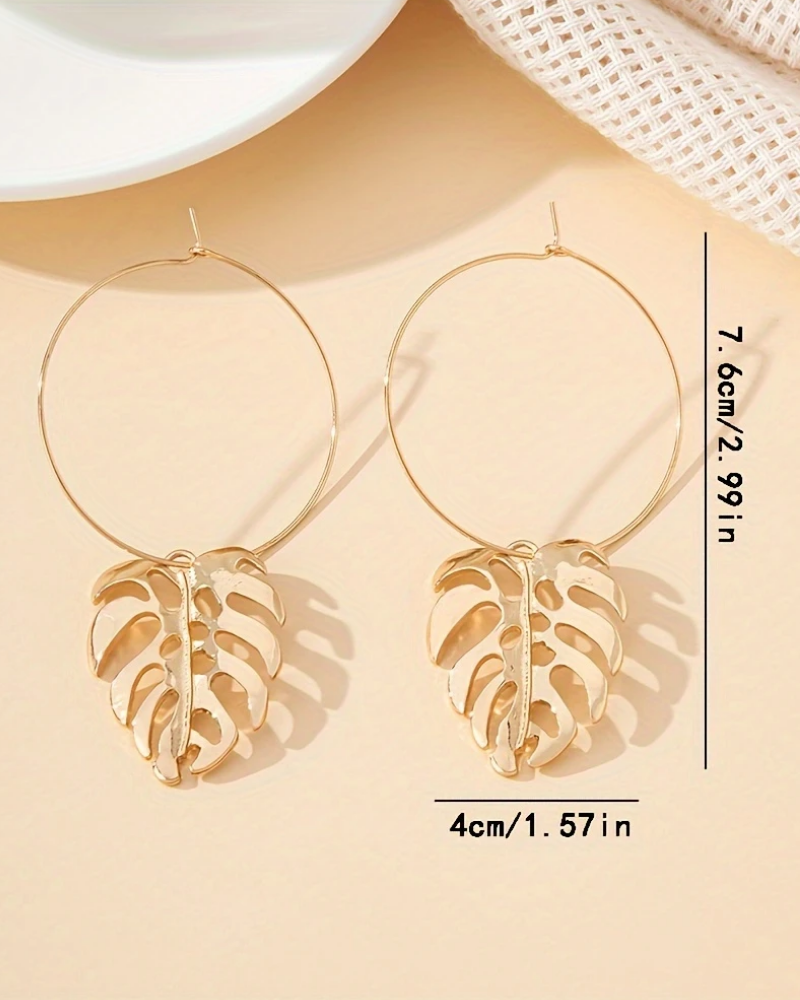 Monstera Leaf Hoop Earrings