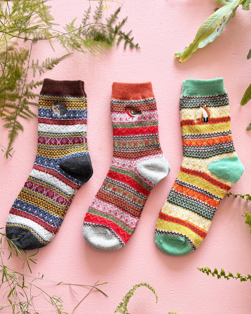 Secret Garden Robin Fair Isle Socks