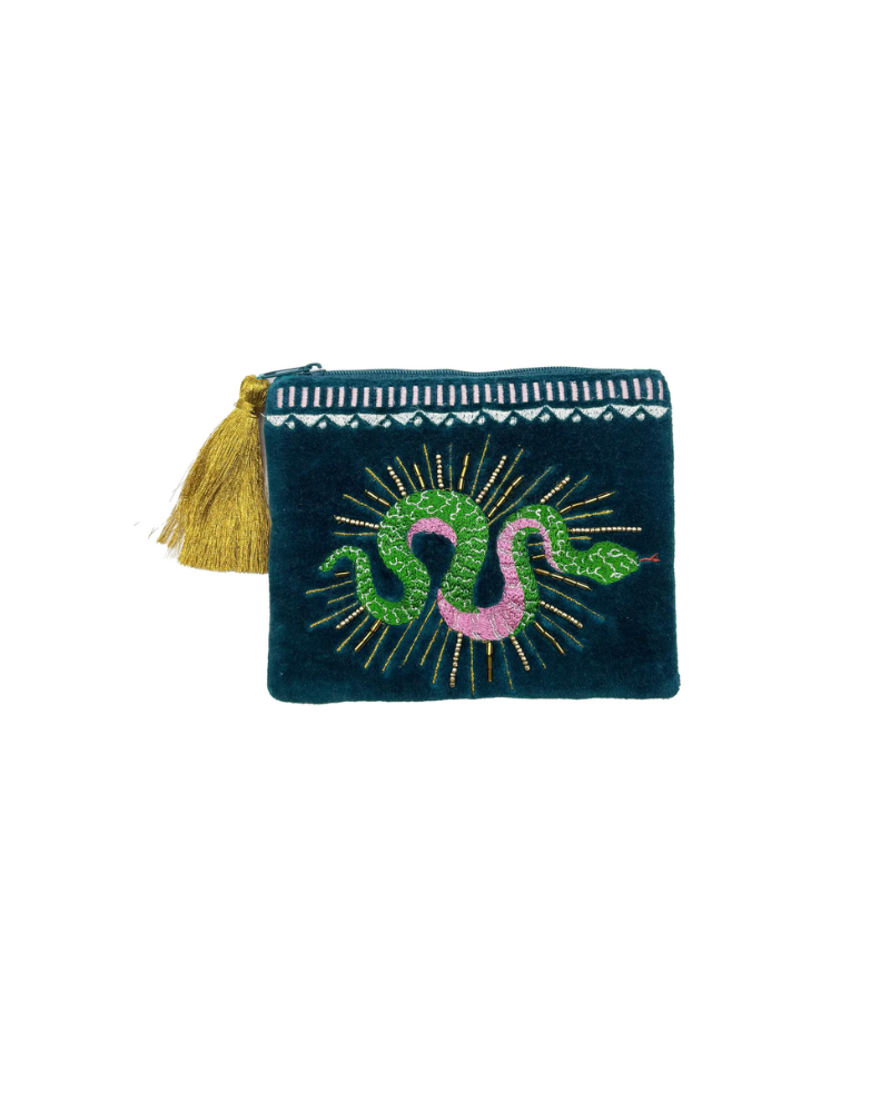 Inked Snake Velvet Zipper Pouch