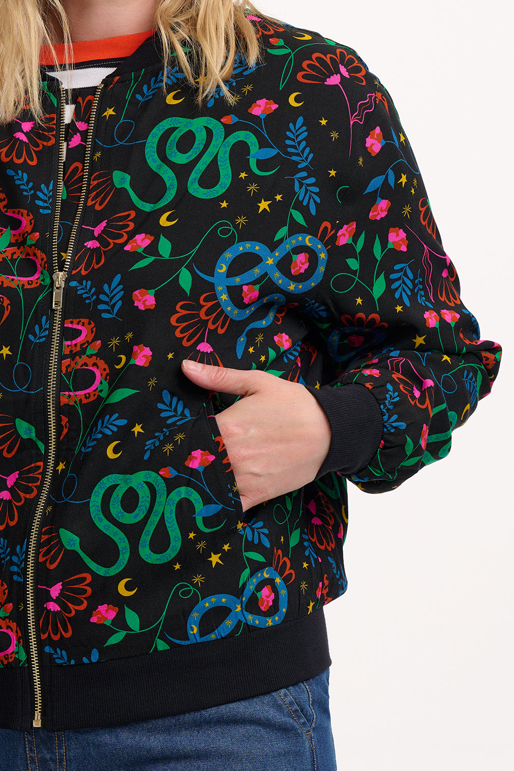 Bobbi Bomber Jacket In Snake Floral