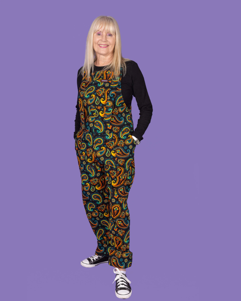 Black Paisley Dungarees by Run & Fly