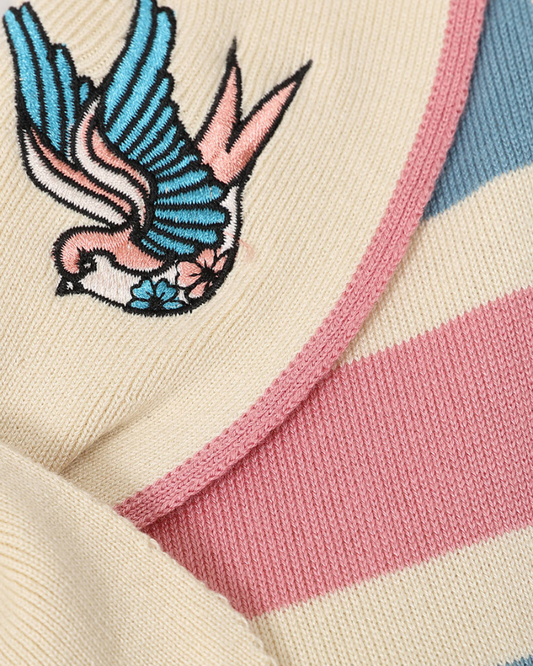 Zelda Swallow Pastel Stripe Sleeveless Jumper