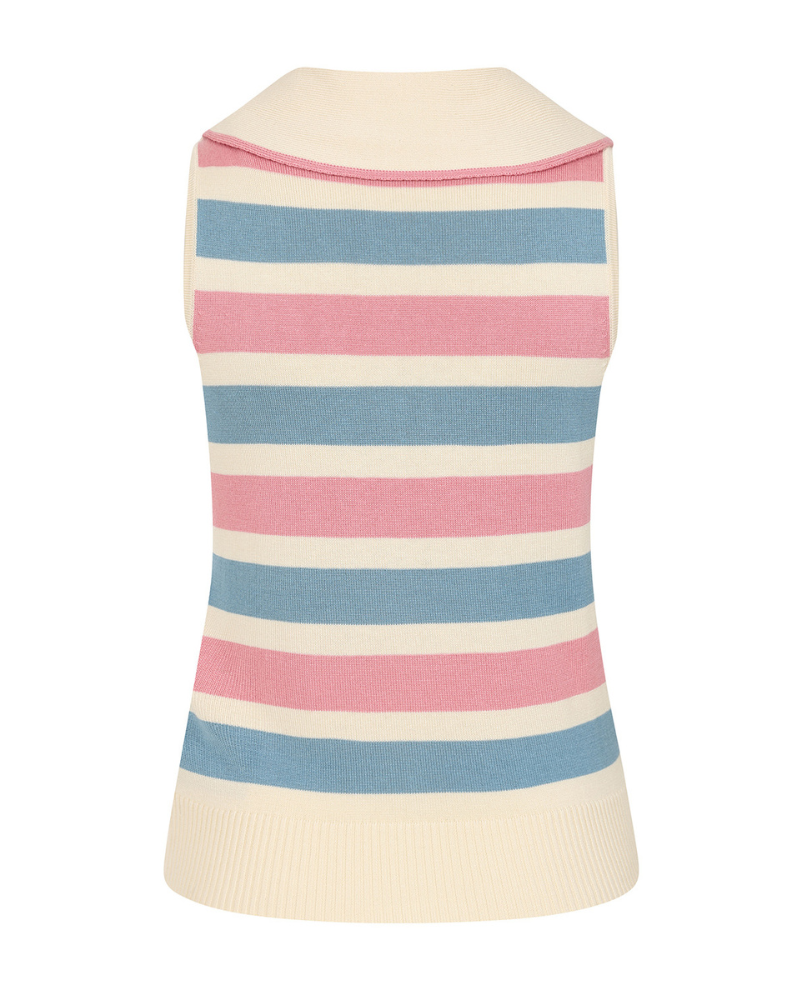 Zelda Swallow Pastel Stripe Sleeveless Jumper
