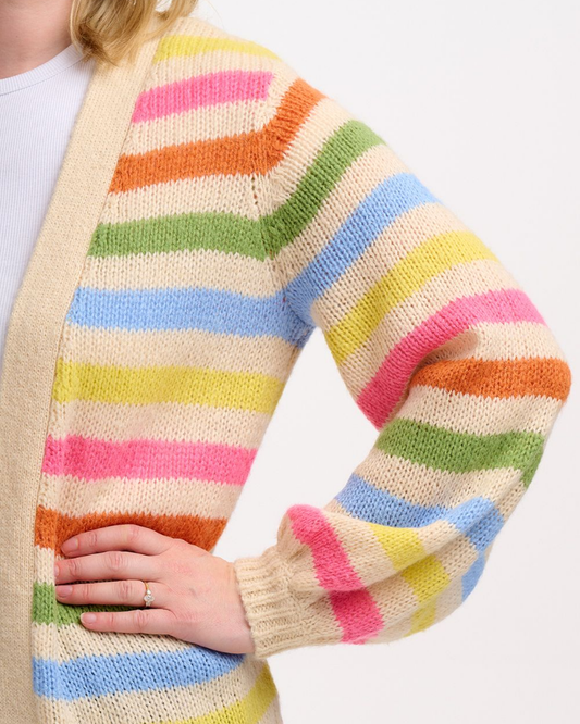 Yvette Rainbow Stripes Pastel Cardigan By Sugarhill Brighton