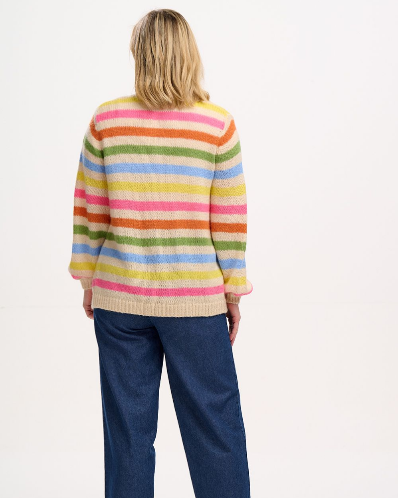 Yvette Rainbow Stripes Pastel Cardigan By Sugarhill Brighton