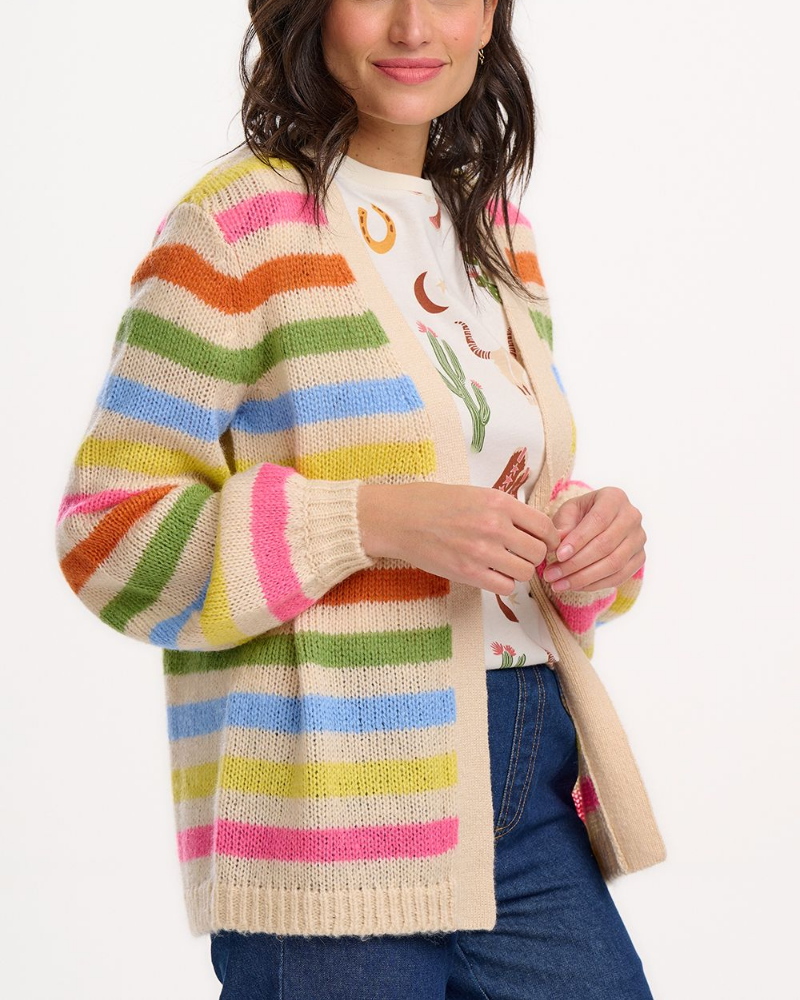 Yvette Rainbow Stripes Pastel Cardigan By Sugarhill Brighton