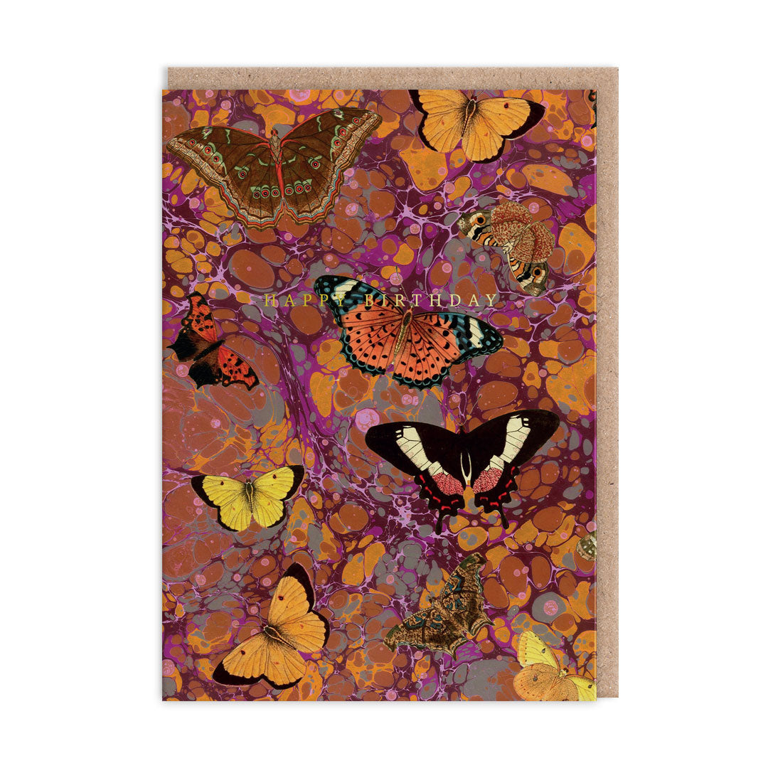 Marble Butterfly Birthday Card