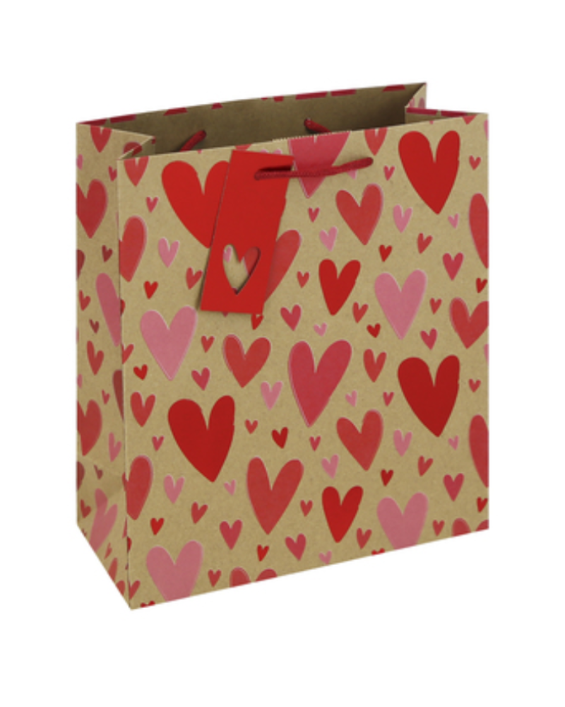 Kraft Hearts Gift Bag