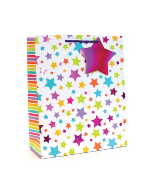 Foiled Stars Gift Bag in Purple & Blue