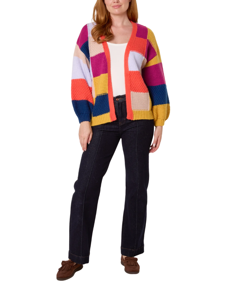 Multicolour Patchwork Knit Cardigan
