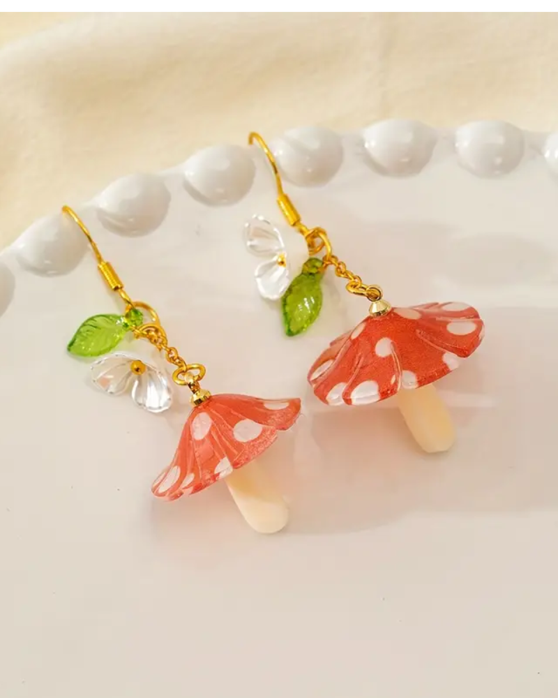 Mushroom Leaf Acrylic Earrings