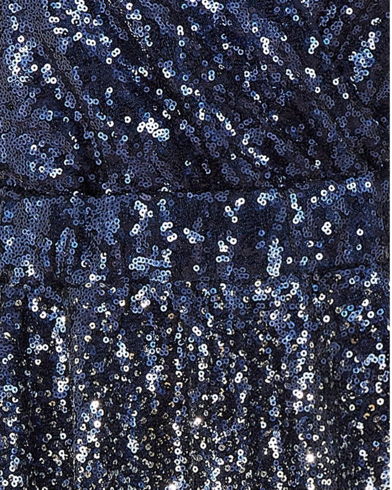 Ombre Sequinned Wrap Dress In Navy Silver By Yumi