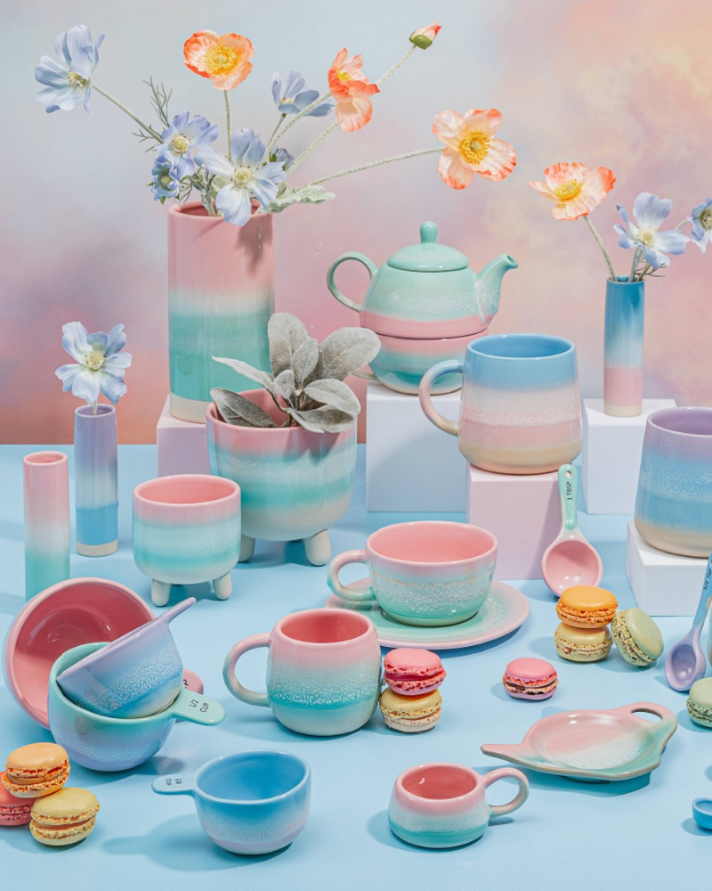 Pastel Ombre Vase Pink & Green