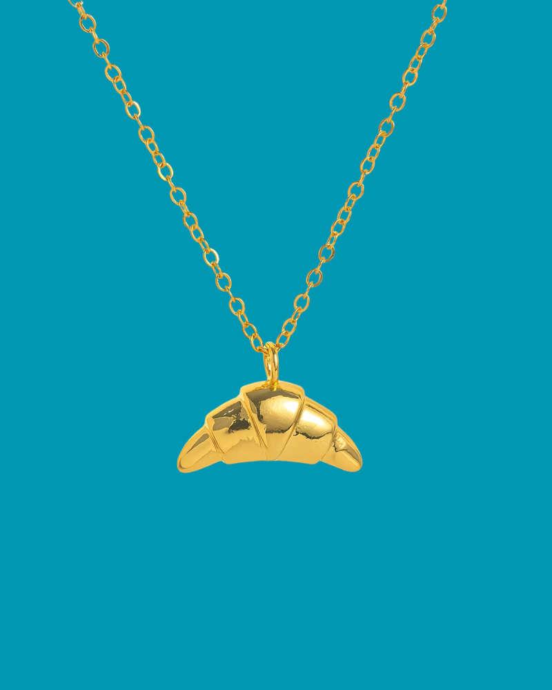 Croissant French Pastry Necklace in Gold