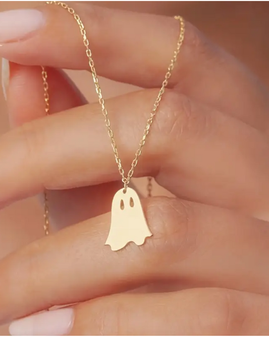 Friendly Ghost Pendant Necklace Silver