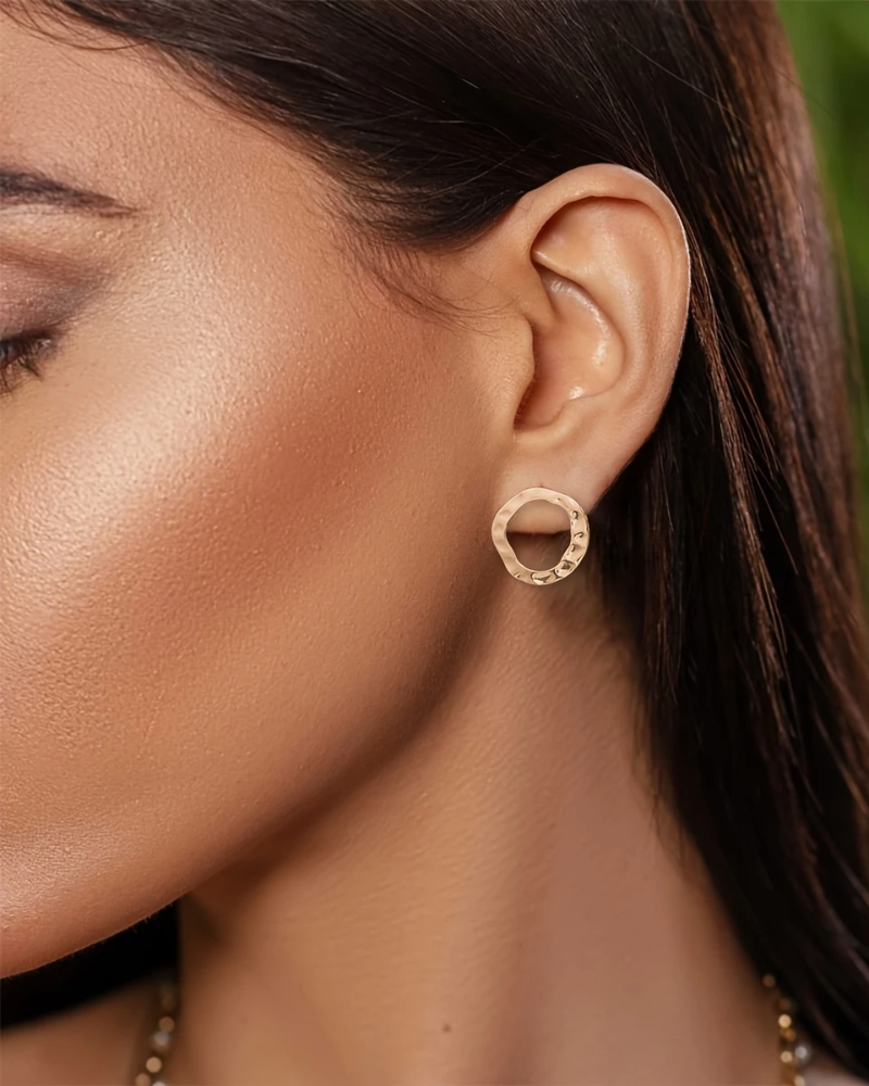 Tiny Outline Circles Earrings Gold And Silver