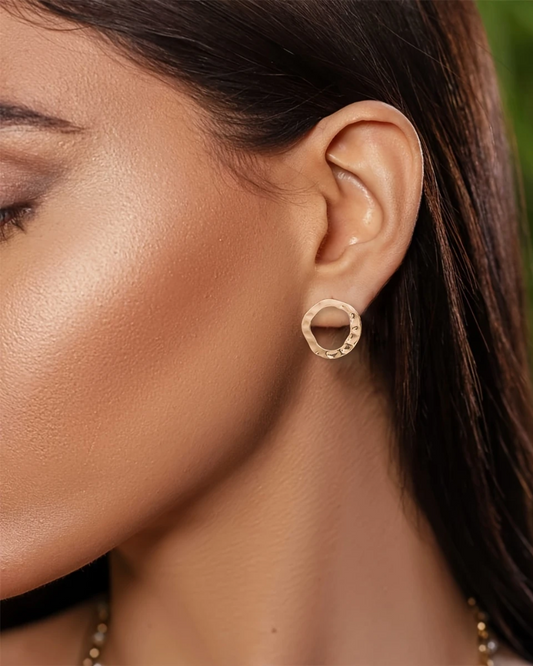 Tiny Outline Circles Earrings Gold And Silver