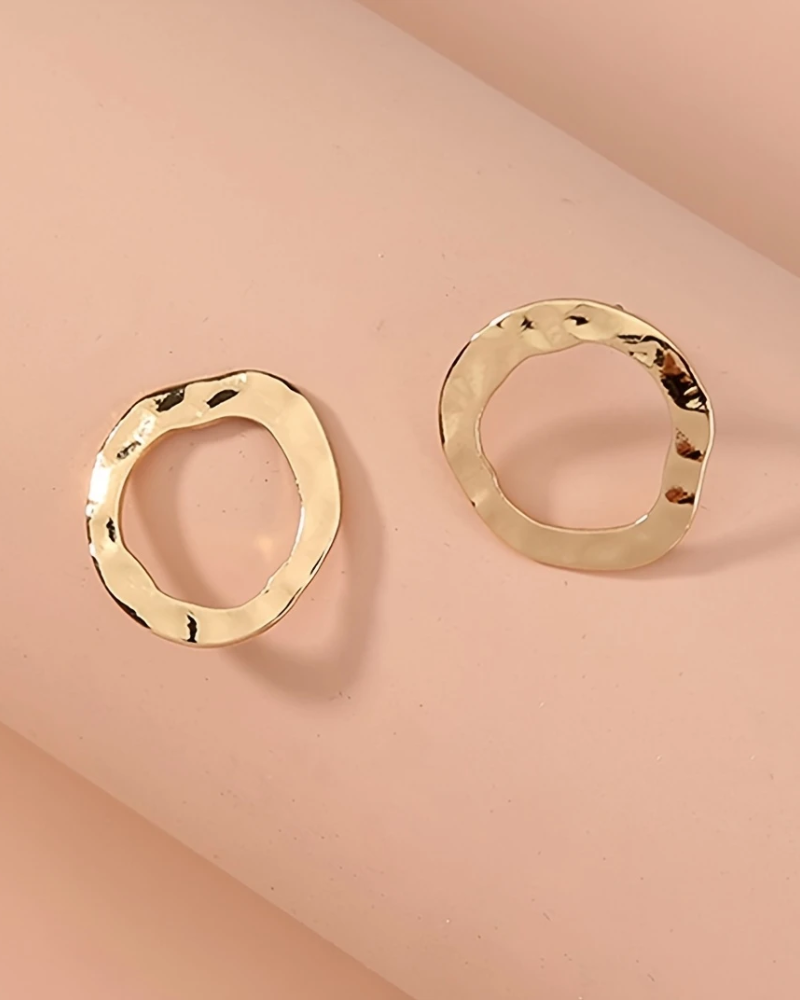 Tiny Outline Circles Earrings Gold And Silver