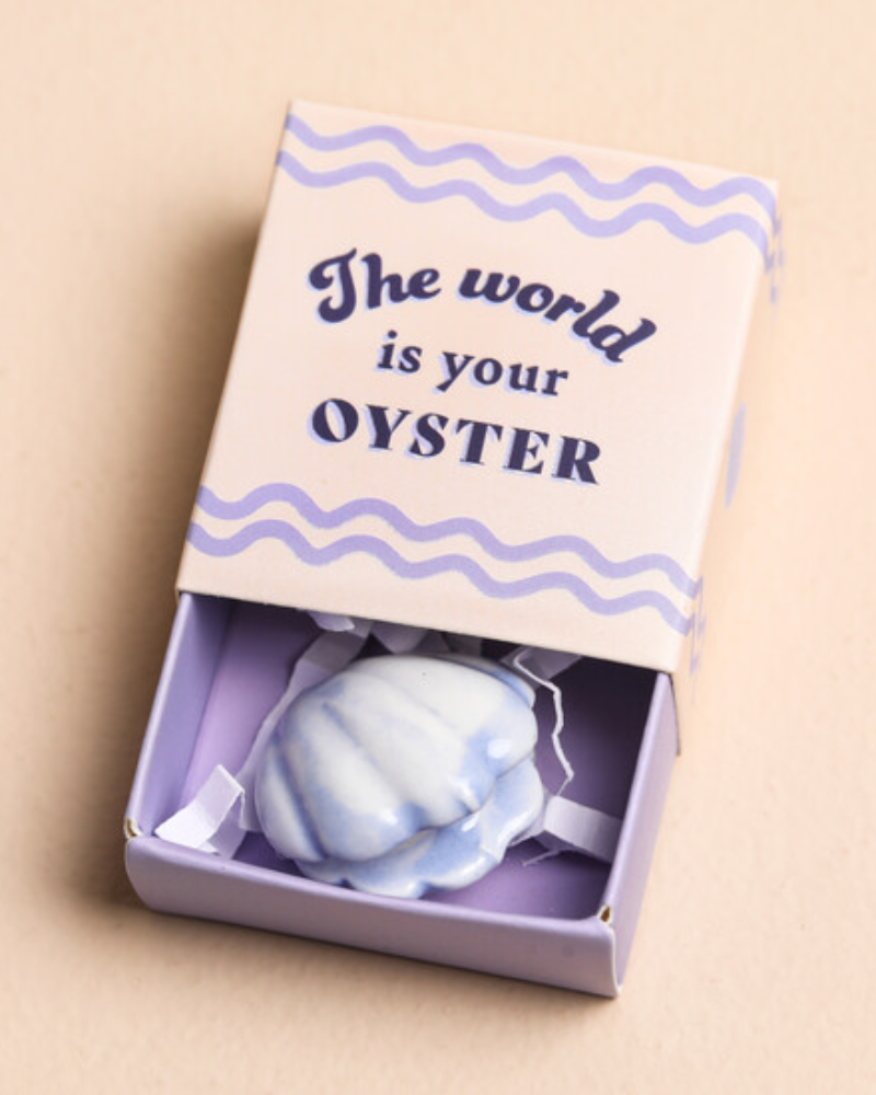 Oyster Shell Ceramic Token In Matchbox