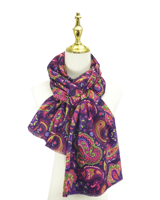 Purple Paisley Print Pashmina