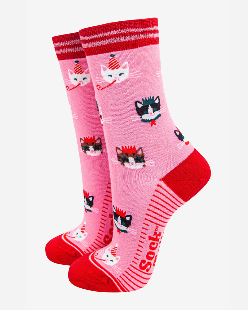 Party Cats Unisex Socks Pink