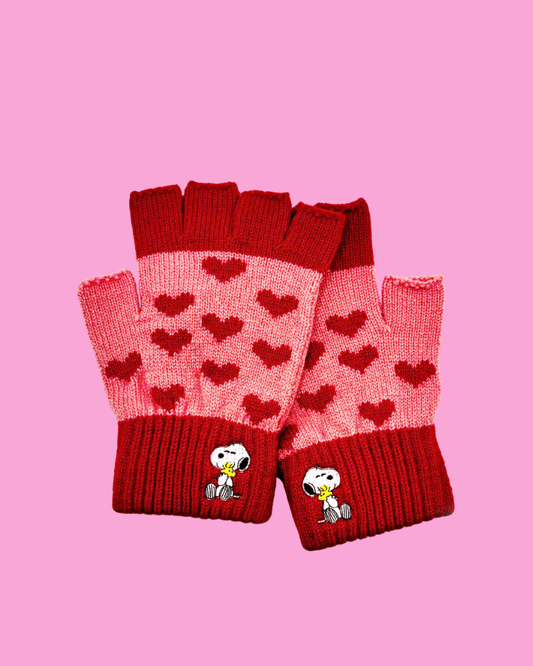 Peanuts Snoopy Love Fingerless Gloves