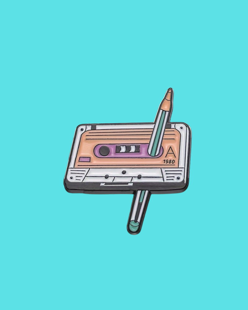 Cassette And Pencil Enamel Pin Badge