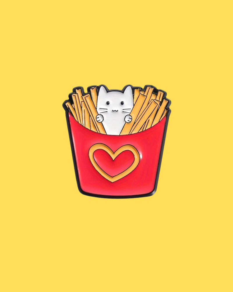 Cat Fries Enamel Pin Badge