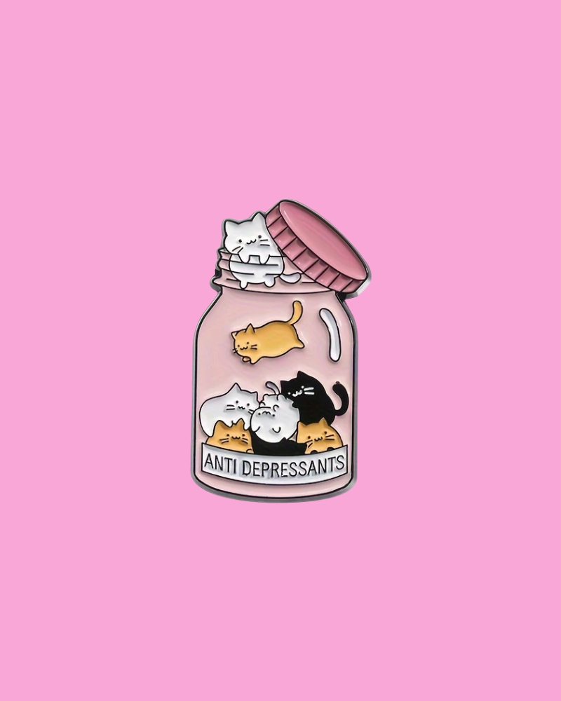 Antidepressants Cat Pills Enamel Pin Badge