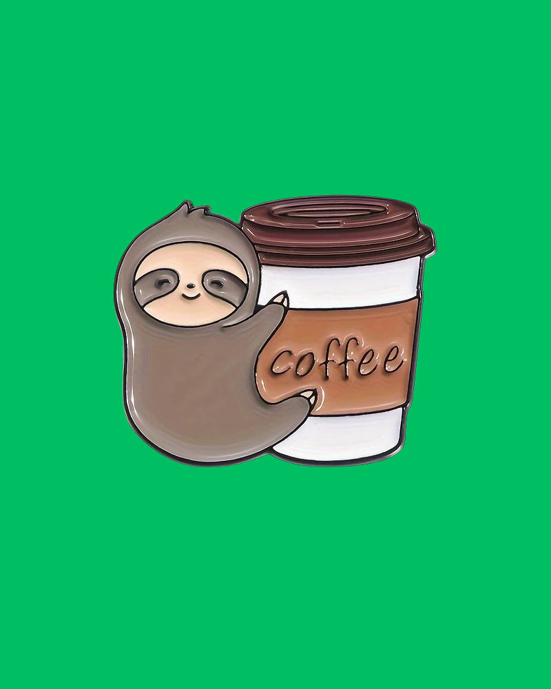 Coffee Sloth Enamel Pin Badge