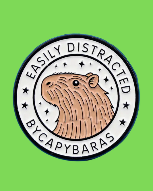 Distracted By Capybaras Enamel Pin Badge
