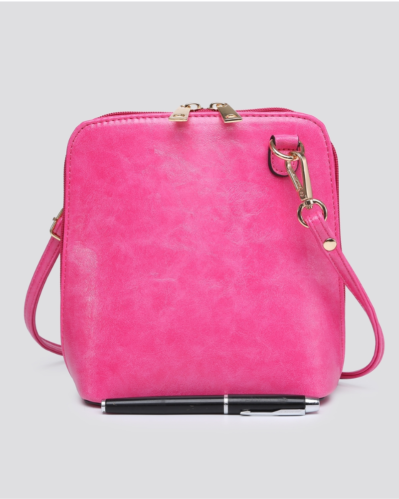 Zip Around Vegan Leather Crossbody Bag Assorted Colours