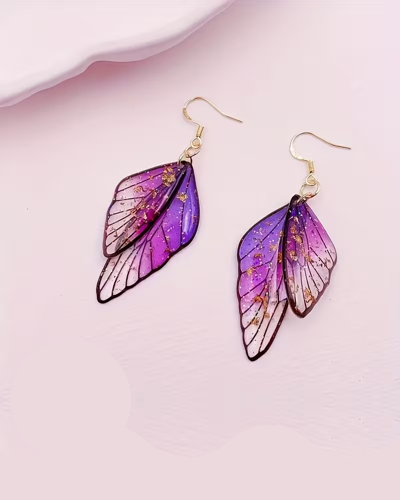 Delicate Wings Earrings In Purple