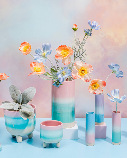 Pastel Ombre Leggy Planter Small Pink/Green