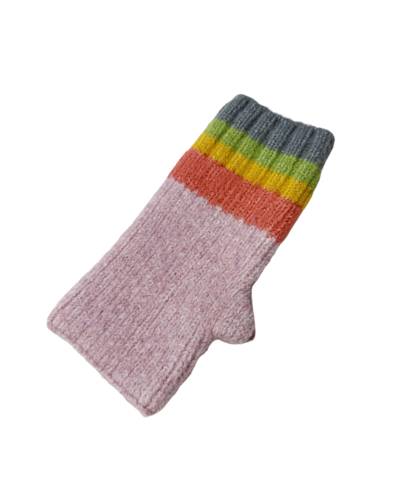 Rainbow Stripe Fingerless Gloves