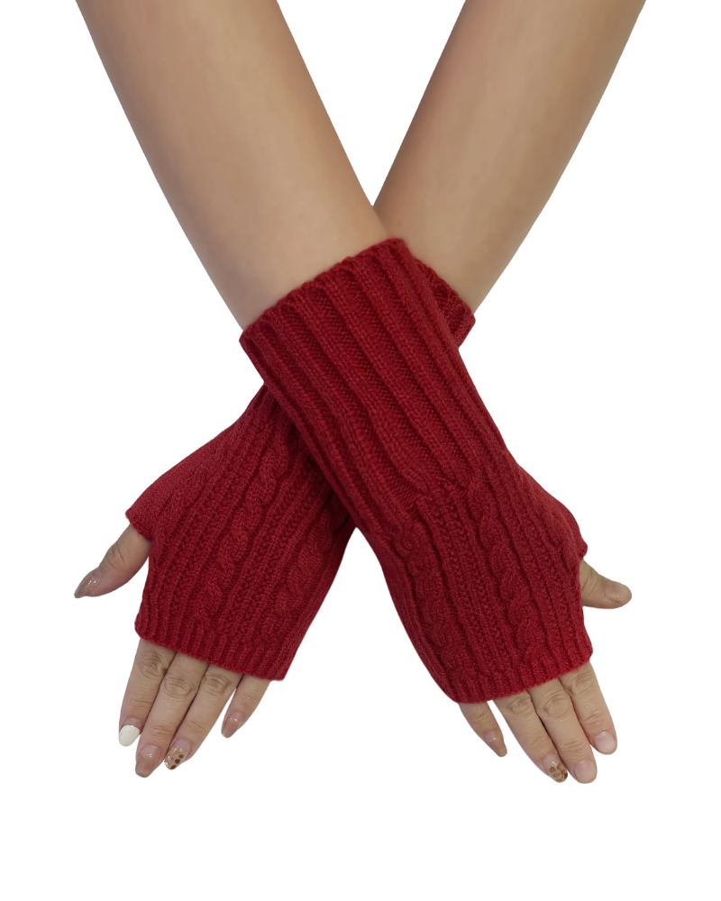 Cosy Long Knitted Wool Wrist Warmer Gloves