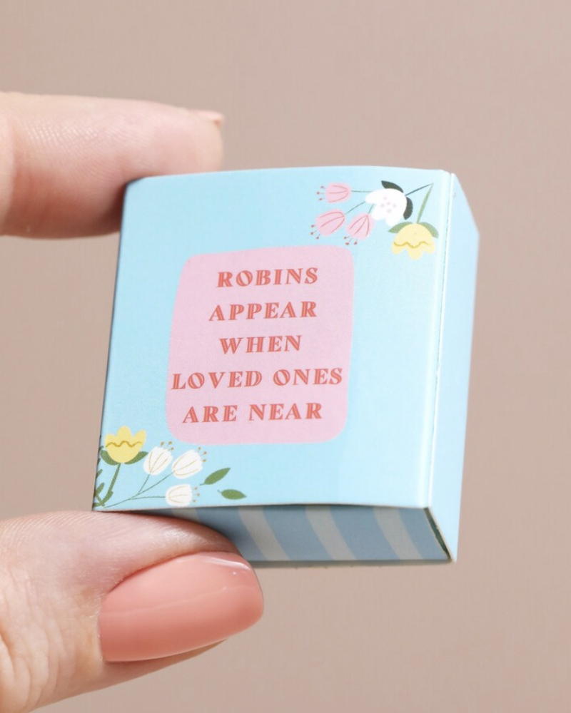 Robins Appear Tiny Ceramic Token In Matchbox