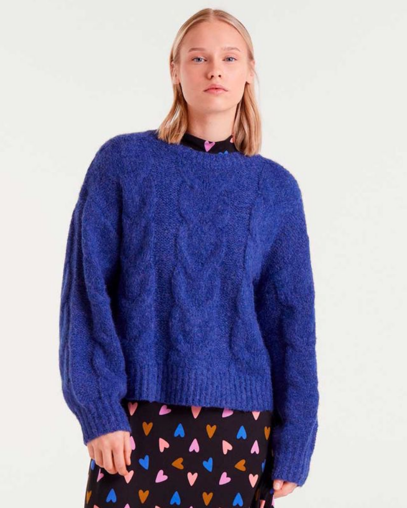 Royal Blue Cable Knit Jumper Compania Fantastica