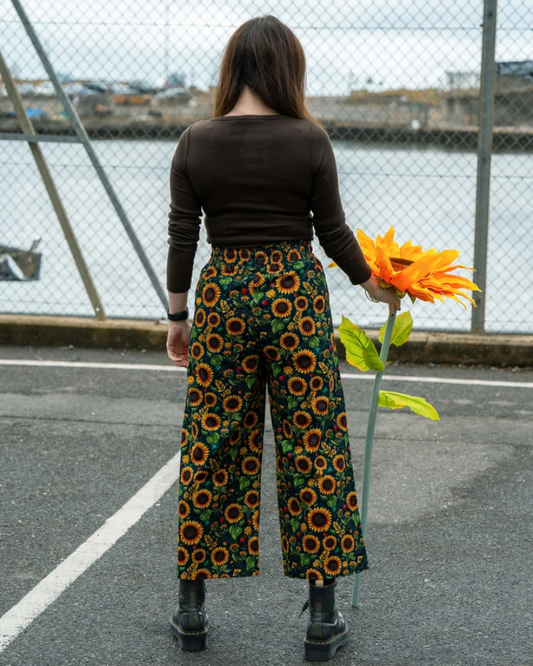 Sunflowers Unisex Cropped Wide Leg Trousers