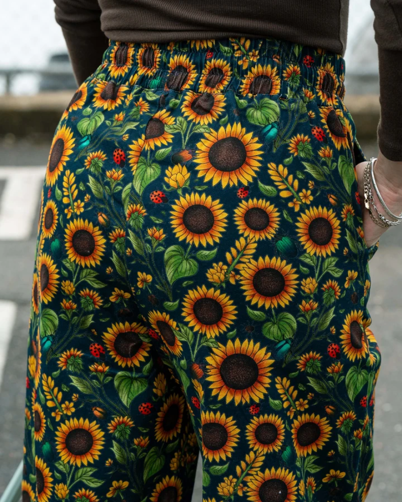 Sunflowers Unisex Cropped Wide Leg Trousers